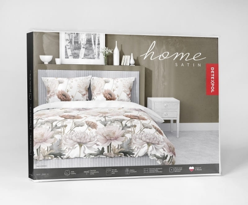 Komplet pościeli z satyny bawełnianej 220x200 w pudrowe, beżowe i kremowe kwiaty Home Satin