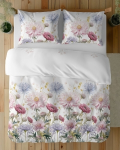 Komplet pościeli z satyny bawełnianej 160x200 w wielobarwne kwiaty Home Satin