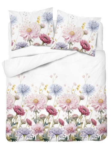 Komplet pościeli z satyny bawełnianej 160x200 w wielobarwne kwiaty Home Satin