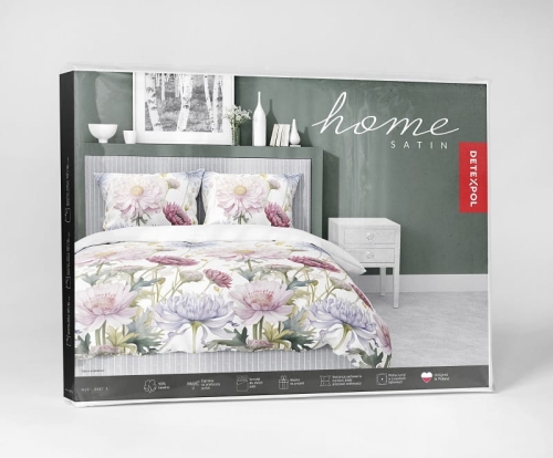 Komplet pościeli z satyny bawełnianej 160x200 w wielobarwne kwiaty Home Satin