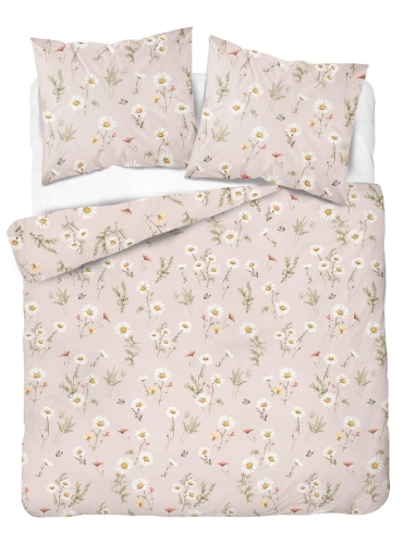 Komplet pościeli z satyny bawełnianej pudrowa 220x200 w polne kwiaty Home Satin