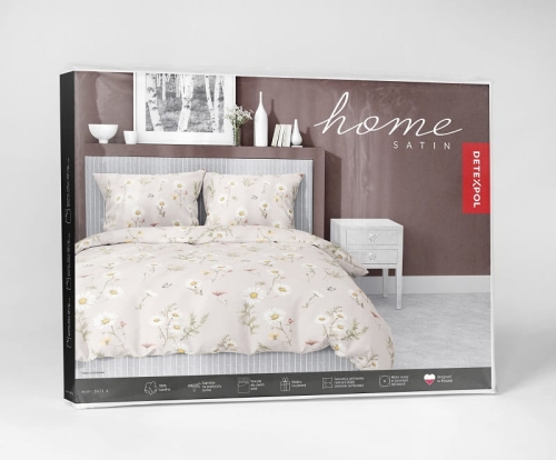 Komplet pościeli z satyny bawełnianej pudrowa 220x200 w polne kwiaty Home Satin
