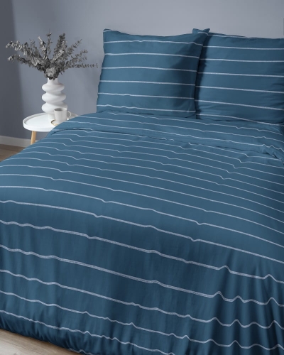 Pościel satyna bawełniana Home Satin granatowa 160x200 w poziome pasy