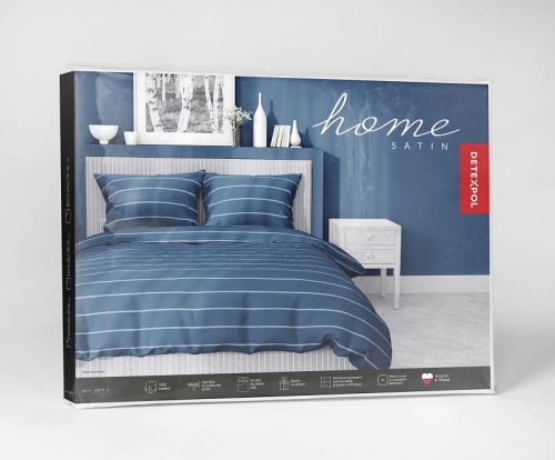 Pościel satyna bawełniana Home Satin granatowa 220x200 w poziome pasy 