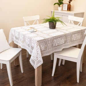 Obrus ażurowy biały Boho 140x220 Iness