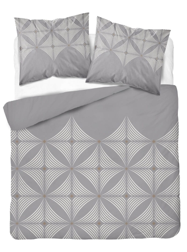 Komplet pościeli z satyny bawełnianej szarej 160x200 w geometryczny wzór Home Satin