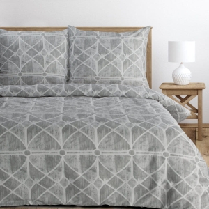Komplet pościeli z bawełny satynowej Spring 160x200 szary geometryczny wzór
