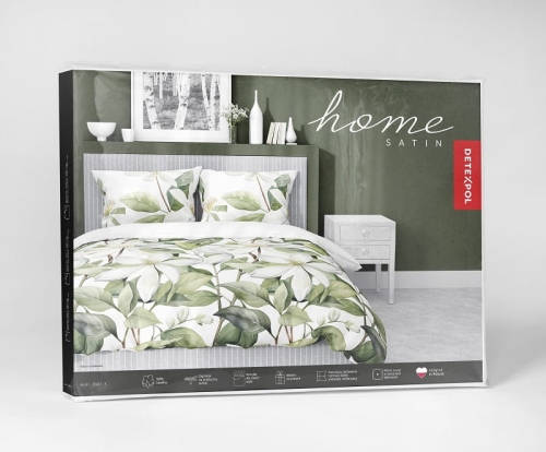 Komplet pościeli z satyny bawełnianej 140x200 w duże białe kwiaty Home Satin