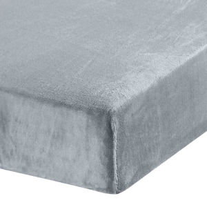 Prześcieradło pluszowe 160x200 z gumką w kolorze srebrnym