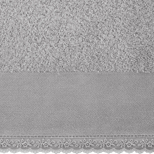 Ręcznik bawełniany Emi 50x90 srebrny z koronką