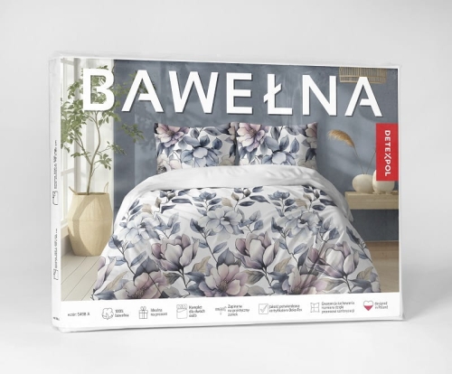Pościel bawełniana 100% 160x200 malowane kwiaty