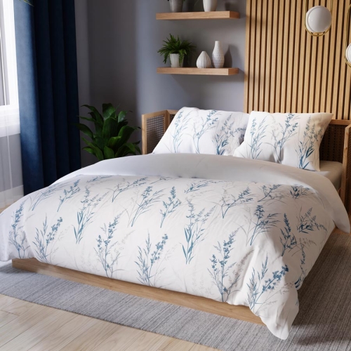 Komplet pościeli z bawełny satynowej botaniczny wzór 160x200 Sela 