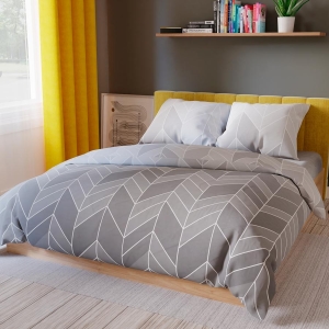 Komplet pościeli z bawełny satynowej geometryczny wzór 160x200 Nitta