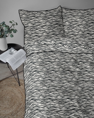 Pościel z perkalu 160x200 Zebra Biało Czarna Lame Percale