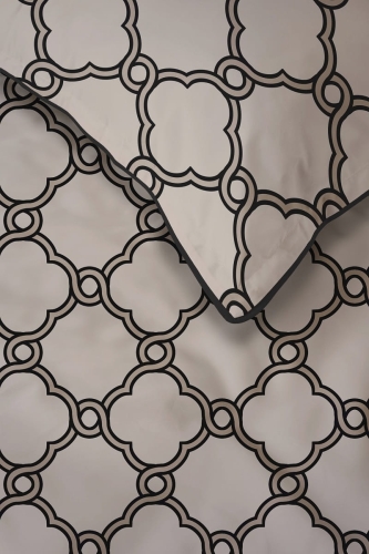 Pościel z perkalu 160x200 Beżowo Czarny Motyw Marokański Lame Percale