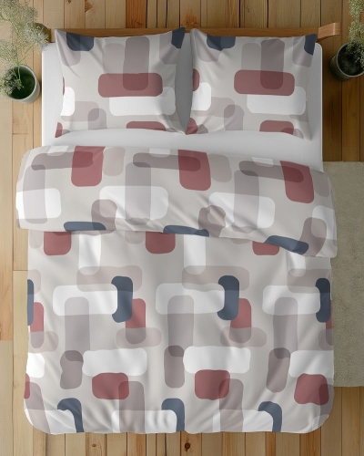 Komplet pościeli z satyny bawełnianej Home Satin 220x200 w prostokąty