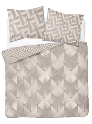 Komplet pościeli z satyny bawełnianej piaskowo beżowa 220x200 w romby