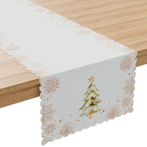 Bieżnik wodoodporny świąteczny 38x140 Choinki - Zimowa Opowieść