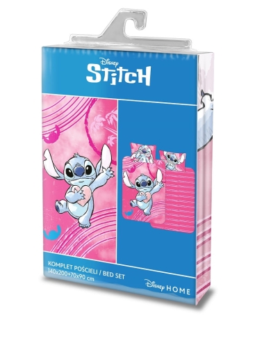 Pościel licencjonowana dziecięca bawełniana różowa Stitch 140x200