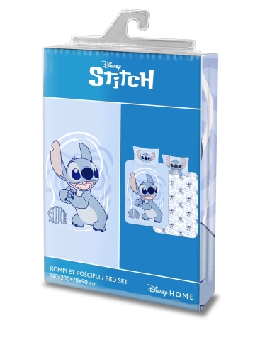 Pościel licencjonowana dziecięca bawełniana niebieska Stitch 140x200