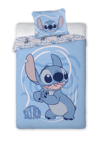 Pościel licencjonowana dziecięca bawełniana niebieska Stitch 160x200