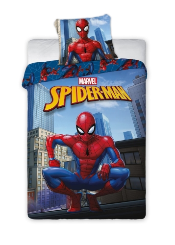 Pościel licencjonowana dziecięca bawełniana niebieska Spiderman 140x200