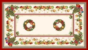 Obrus gobelinowy świąteczny 140x240 Bożonarodzeniowe Wieńce