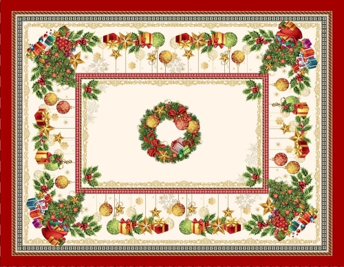 Obrus gobelinowy świąteczny 140x180 Bożonarodzeniowe Wieńce