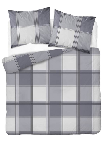 Pościel flanelowa w odcieniach szarości 220x200 w kratę