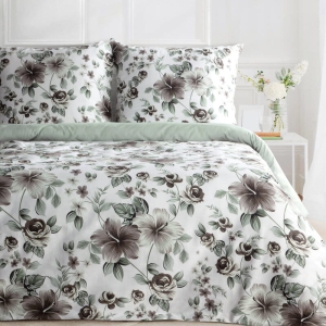 Komplet pościeli z bawełny satynowej Spring 160x200 w hibiskusy i róże