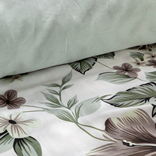 Komplet pościeli z bawełny satynowej Spring 220x200 w hibiskusy i róże