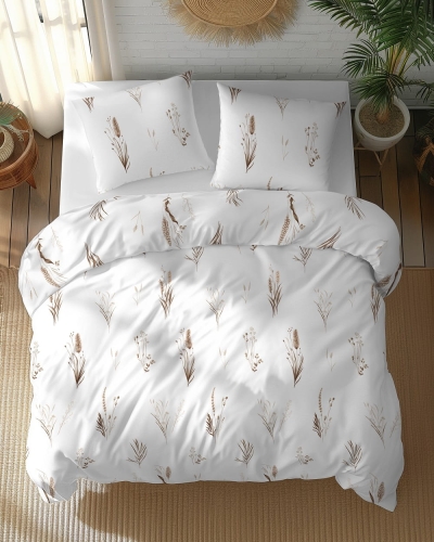 Pościel bawełniana 100% 160x200 w beżowe trawy