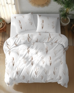 Pościel bawełniana 100% 220x200 w beżowe trawy