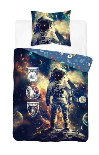 Pościel bawełniana dziecięca 160x200 Kosmonauta