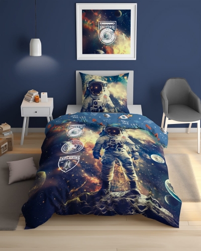 Pościel bawełniana dziecięca 160x200 Kosmonauta