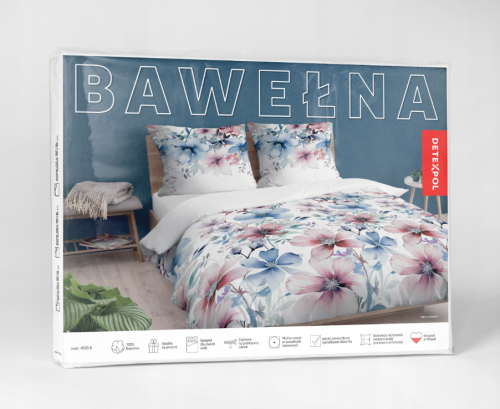 Pościel bawełniana 100% 220x200 w pastelowe kwiaty