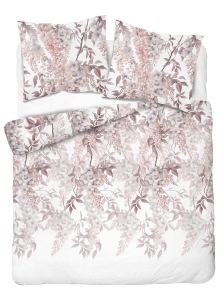 Komplet pościeli z satyny bawełnianej 160x200 w kwiaty glicynii Home Satin