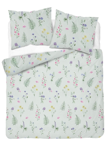 Komplet pościeli z satyny bawełnianej miętowej 160x200 w drobne kwiaty Home Satin