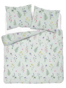 Komplet pościeli z satyny bawełnianej miętowej 220x200 w drobne kwiaty Home Satin