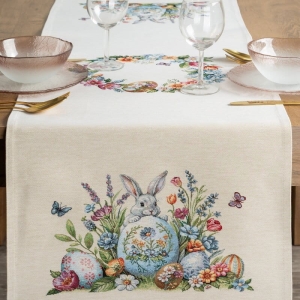 Wielkanocny bieżnik gobelinowy 40x140 Zajączek i Pisanki