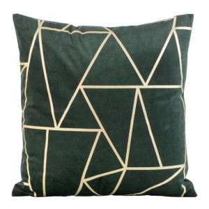 Poszewka dekoracyjna velvet geometryczna 45x45 ciemno zielona