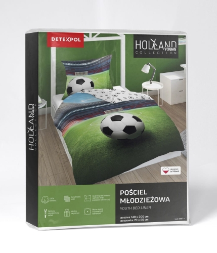 Pościel bawełniana młodzieżowa 160x200 Piłka Nożna