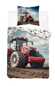 Pościel bawełniana młodzieżowa 160x200 Czerwony Traktor