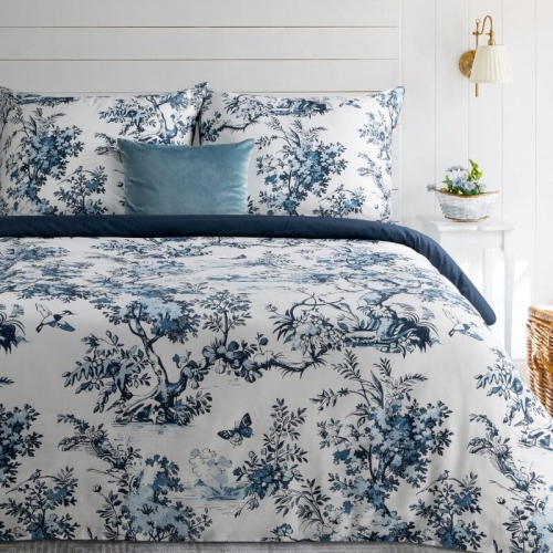 Komplet pościeli z bawełny satynowej 160x200 w stylu toile de jouy