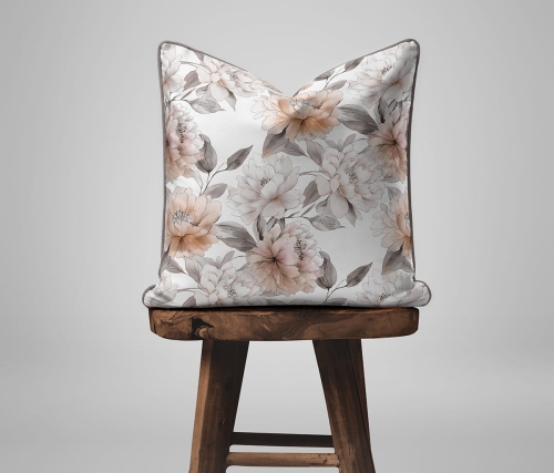 Komplet poszewek z perkalu 40x40 Brzoskwiniowe Kwiaty Piwonii Lame Percale