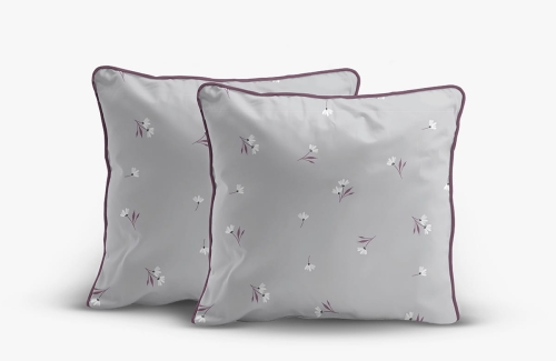 Komplet poszewek z perkalu popielatych 40x40 Drobne Stokrotki Lame Percale