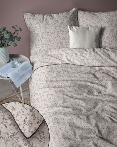 Pościel z perkalu 220x200 Różowe Kwiaty Lame Percale