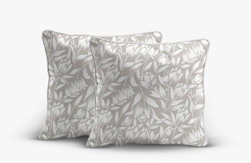 Komplet poszewek z perkalu 40x40 Beżowa w Kwiaty Lame Percale