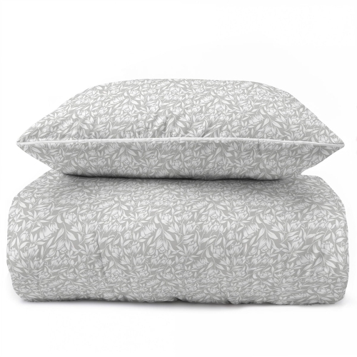 Pościel z perkalu 220x200 Popielata w Kwiaty Lame Percale