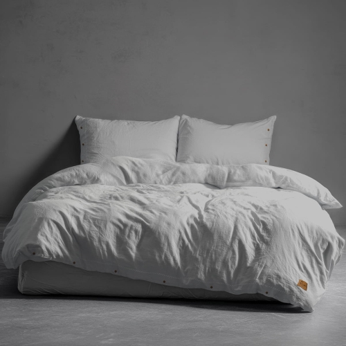 Pościel Pure Eco Line bawełniana 160x200 jasnoszara z guziczkami